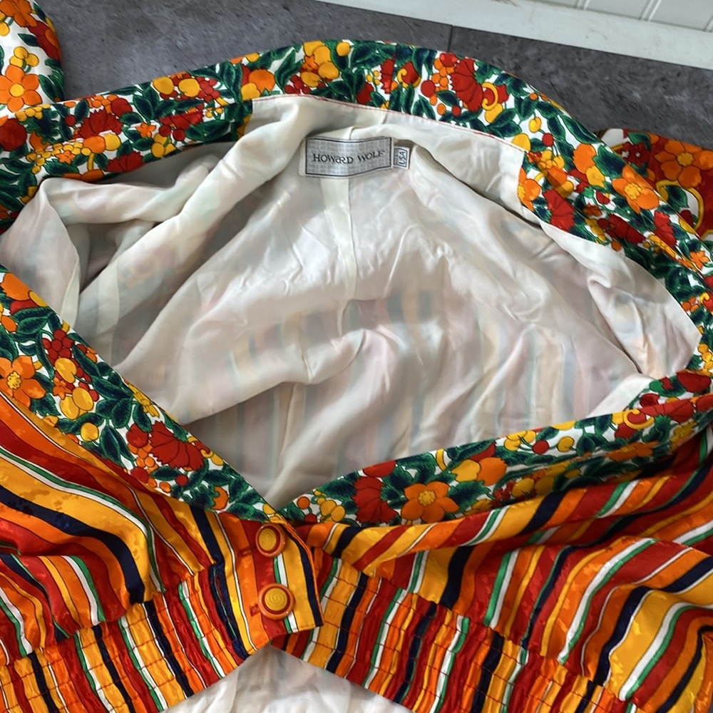 Vintage Howard Wolf Colorful Floral Striped Jacket Maximalist Funky Bold Size 10 - Picture 16 of 16